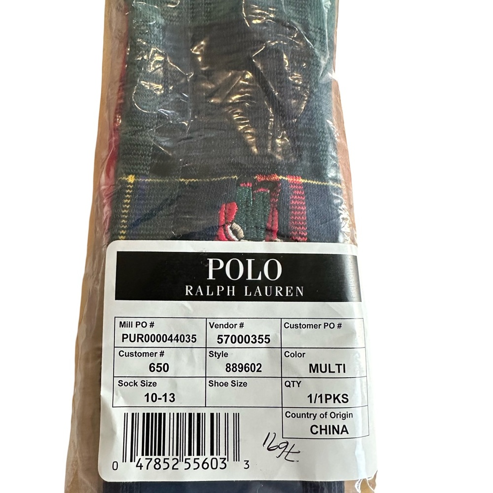 Polo Bear Patchwork Plaid Crew
Socks